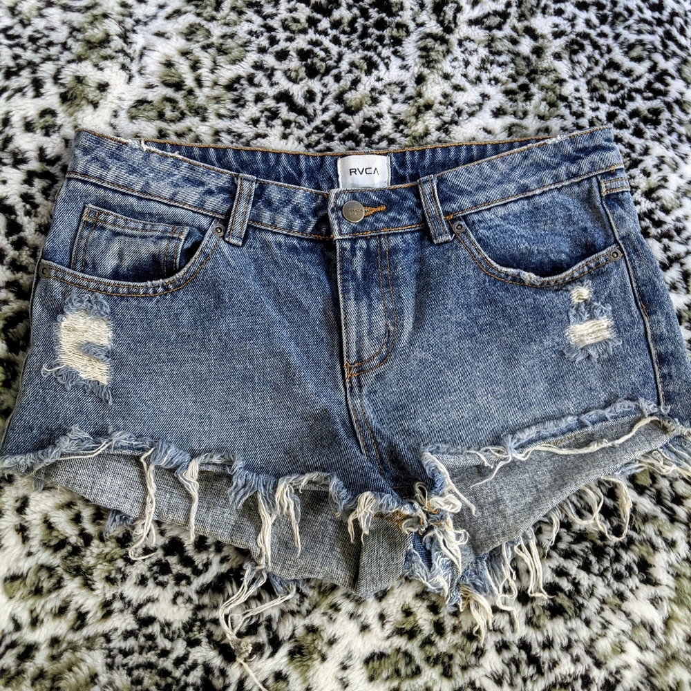 RVCA distressed denim shorts